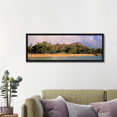 « hawaii, oahu, honolulu, diamond head st. park, view of a arc-en-ciel par-dessus beach resort », reproduction de photo sur toile