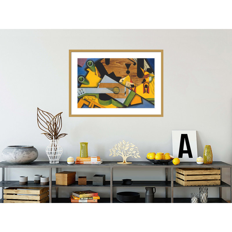 Nature morte avec une guitare par Juan Gris - impression giclée sur cadre, H 29,5 po x l 41,5 po