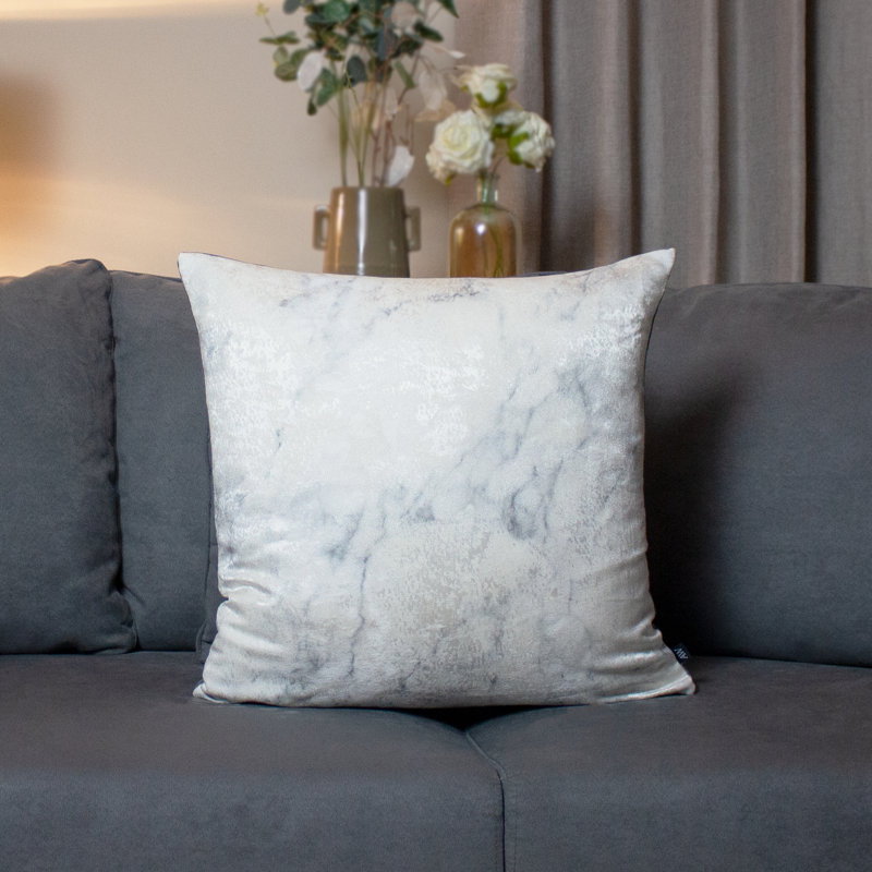 Nichole Abstract Square Throw Cushion, Slate/Dark Grey, Feathers