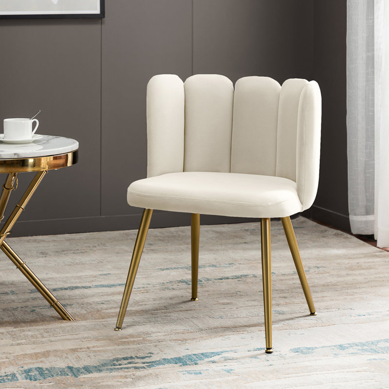 Easthampton Side Chair with Channel Tufting Back, Ivory Polyester
