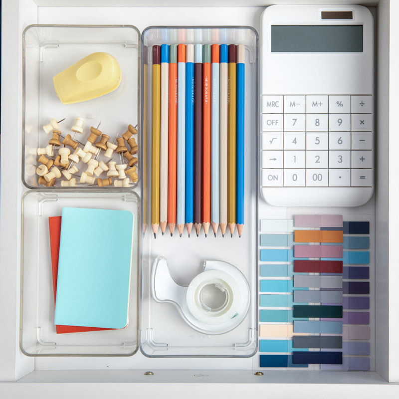 Clear Plastic Stackable Storage Boxes with White Lids, Set of 3