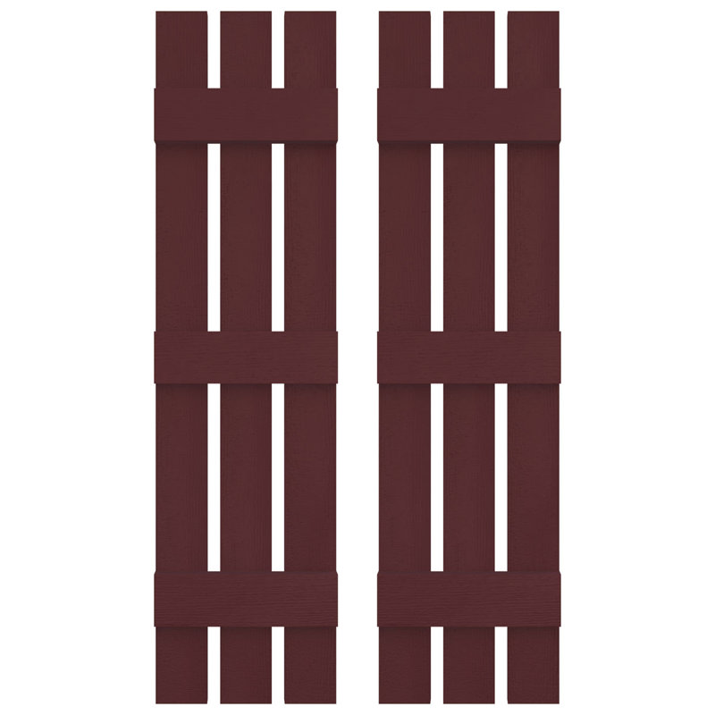 Builders Edge, paire de volets personnalisés à trois planches espacées, planche-n-lattes, 57 po, Bordeaux