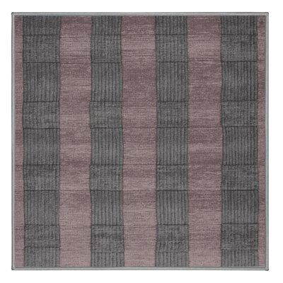 Machine Washable Checkered Gray Area Rug