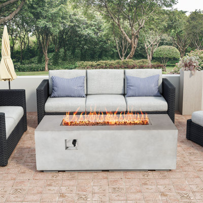 70" Concrete Large Fire Pit Table with Lid