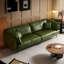 Canapé modulaire vert en cuir véritable-2143340619