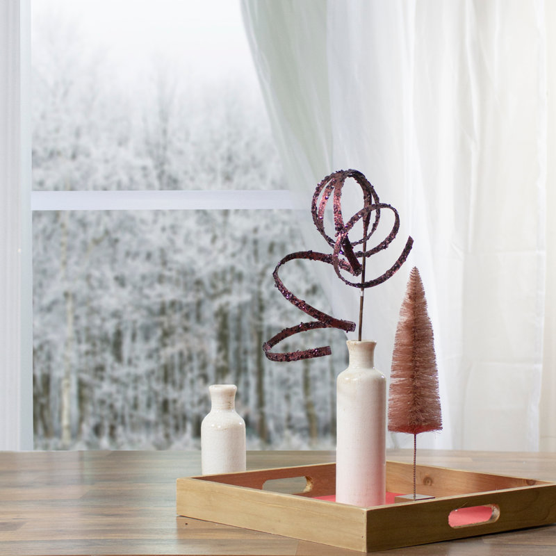 Glitter Curled Ornamental Christmas Spray - 62" - Burgundy Red