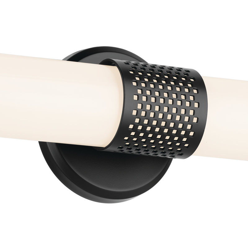 24.25" Bath Bar Medium LED with White Glass, Satin Black