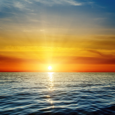 «Orange Sunset Over Sea» par Mycola, reproduction sur toile tendue