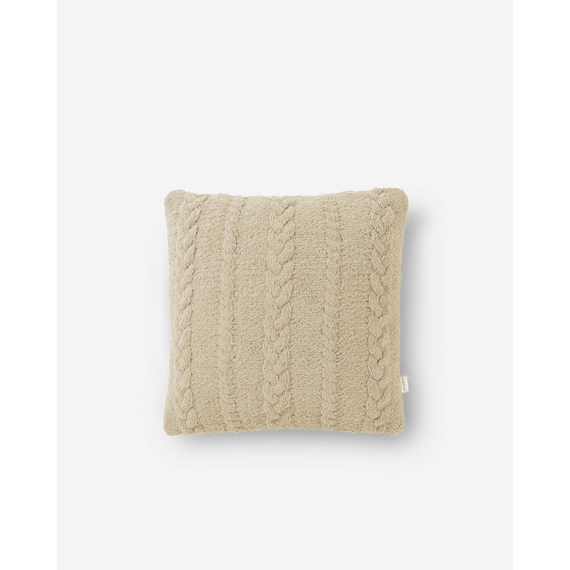 Braided Square Pillow Cover & Insert, Sahara Tan