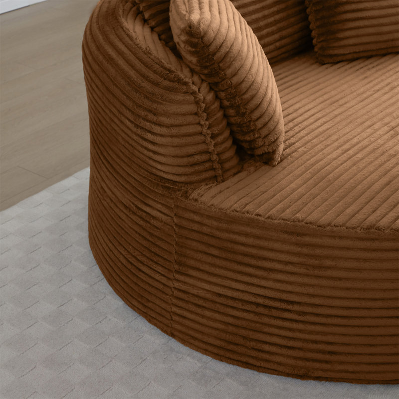 Chaise ronde, Velours côtelé orange