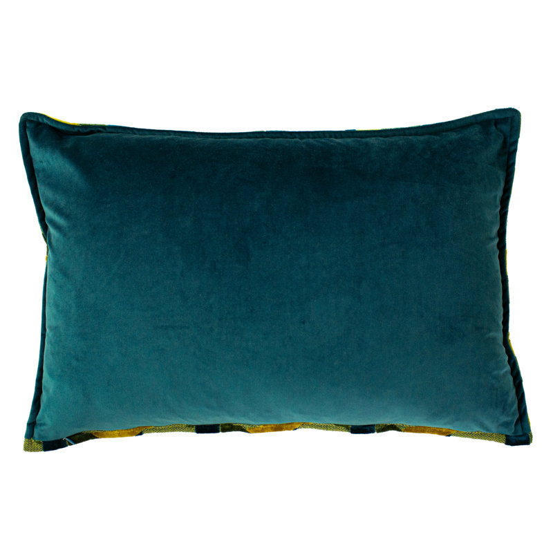 Delano Geometric Square 40" Cushion with Filling, Teal/Gold
