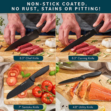 Oneida Quartz One 12-Piece Soft Grip Non-Stick Kitchen Knife Set with Heavy  Duty Wooden Cutting Board 