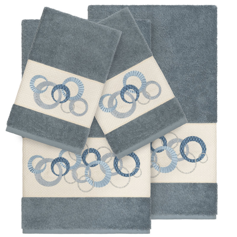 Ensemble de serviettes en coton turc 4 pièces Annabelle, Bleu sarcelle