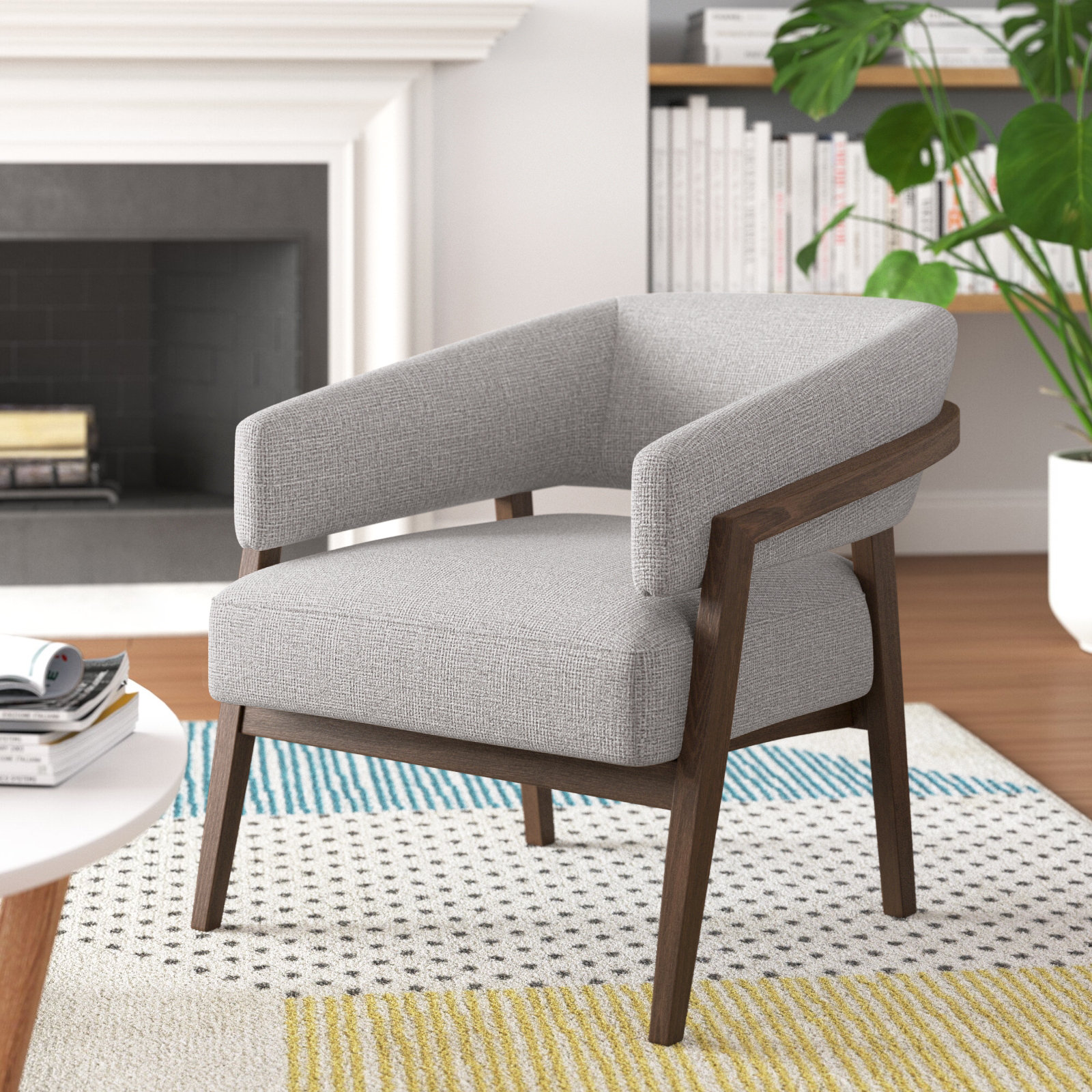 Maudette Upholstered Barrel Chair, Gibson Silver
