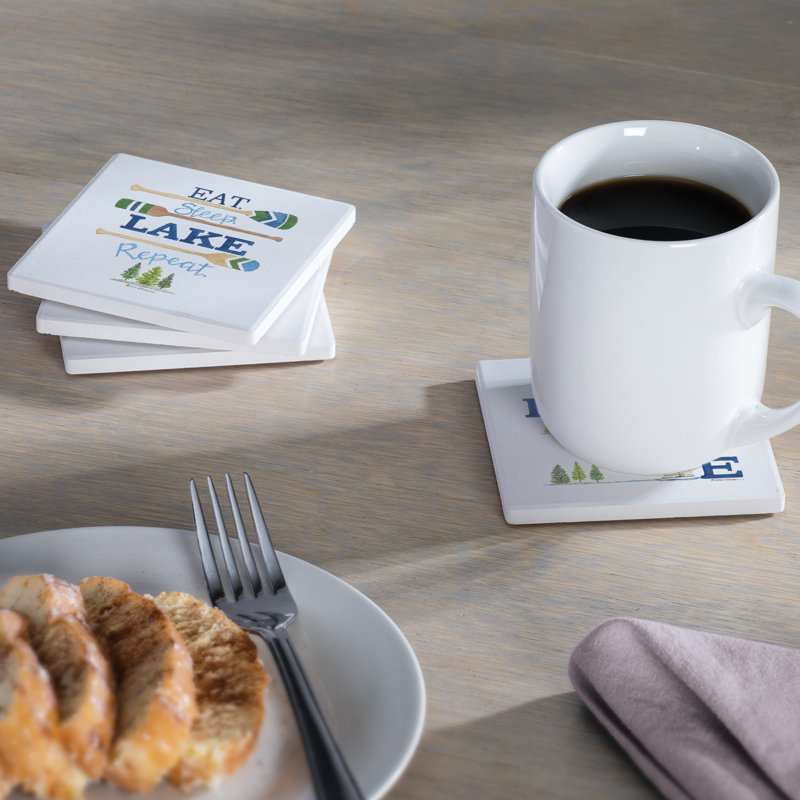 Lake Time Assorted Tumbled Tile Coaster 4 Pack