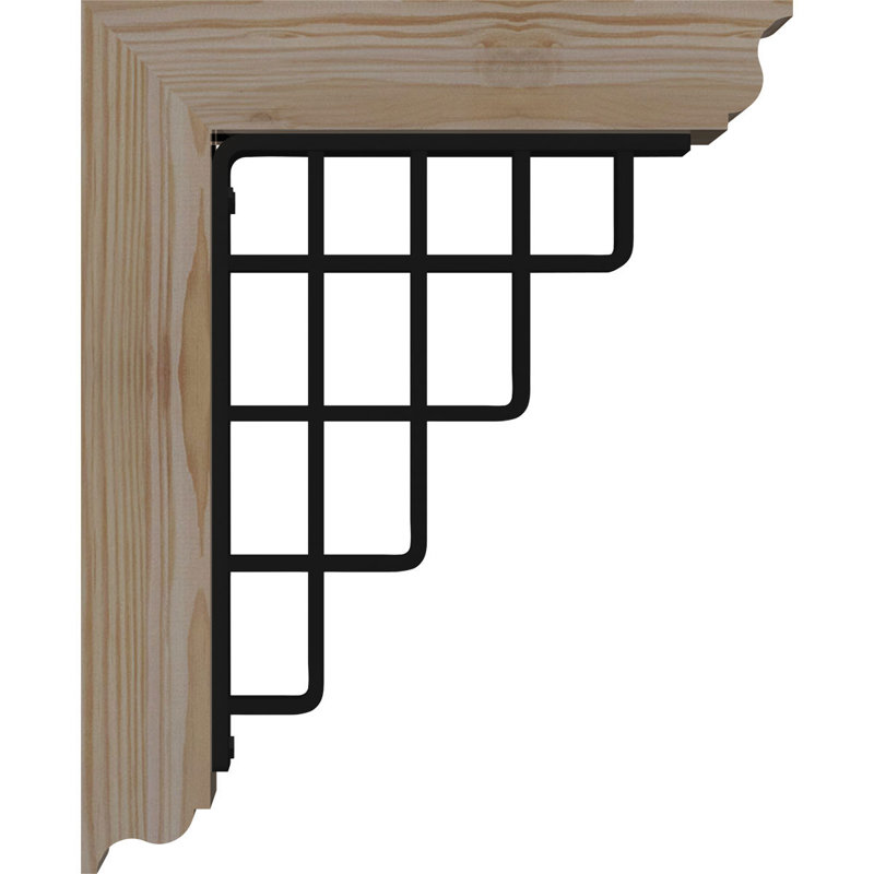 Support de fer traditionnel 4 po Diane, H 20 po x P 18 po, Sapin de Douglas l 3 1/2 po x T 4 po (lisse)