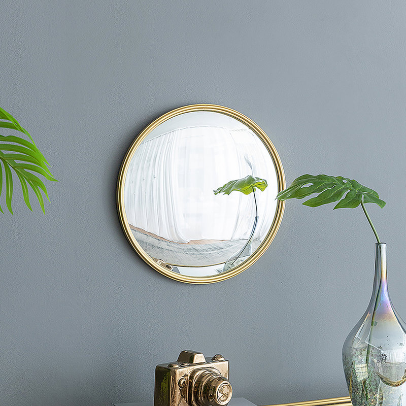 D15 "Miroir rond doré, miroir circulaire avec cadre en fer pour le couloir d'entrée du meuble, 15 po x 15 po