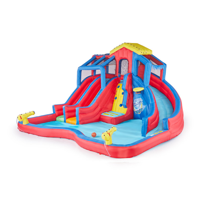 Banzai Hydro Blast Inflatable Water Park with Blue and Red Slides