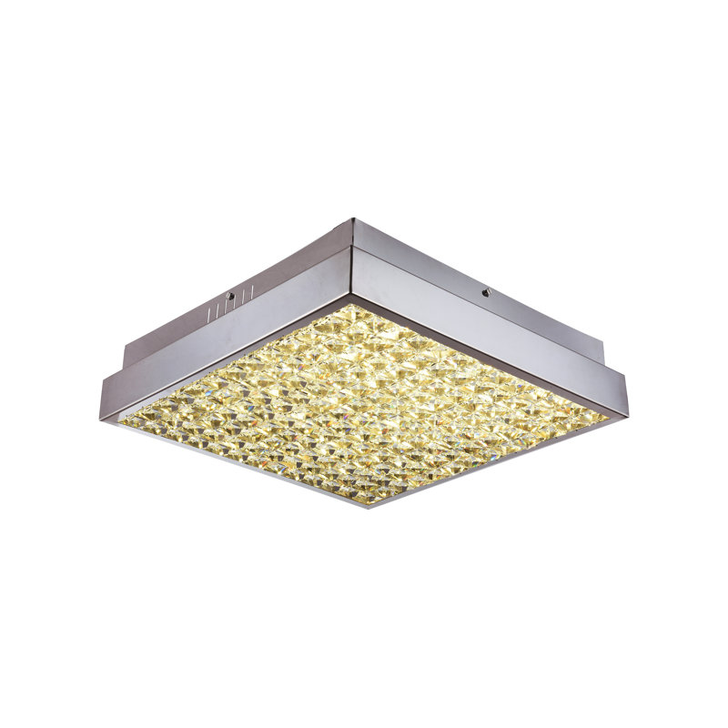 1-Light Chrome LED Chandelier With Clear Crystals