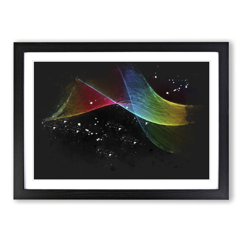 Rainbow Smoke Vol (3) - Picture Frame Painting, 36cm H x 48cm W x 2cm D, Black Framed