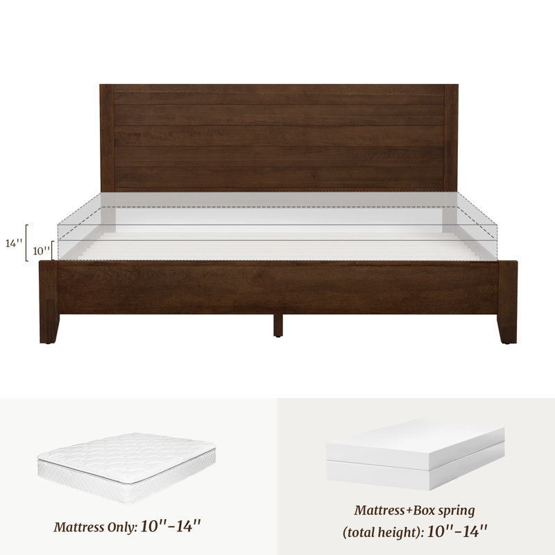 Dajon Solid Wood Platform Bed, Dark Walnut, King