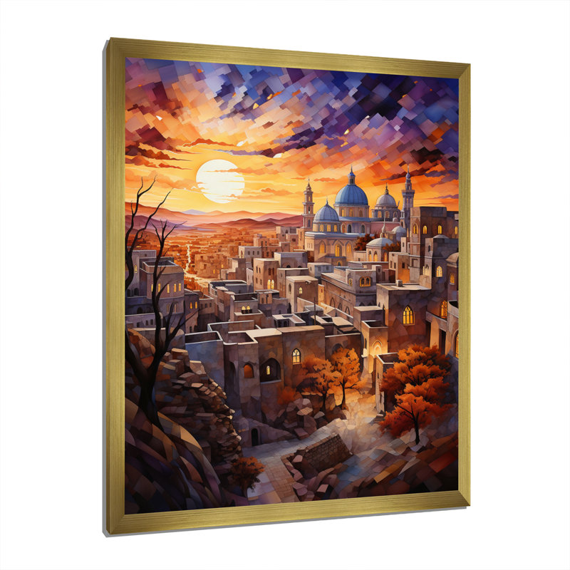«Judaism Judaic Journey To Synagogue II», impressions sur toile, H 44 po x l 34 po x P 1,5 po, Encadrement doré