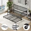 Lit de jour simple avec lit gigogne, structure de lit en métal pour chambre d'amis, peu encombrant, éléments classiques de style moderne, support robuste, rangement inférieur, assemblage facile, construction facile