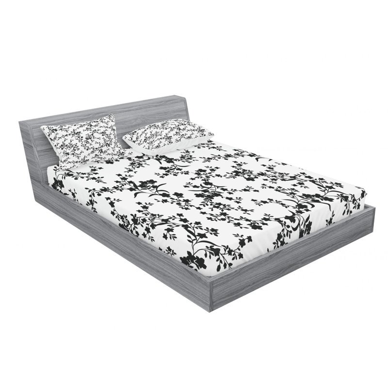 Microfiber Sheet Set, Queen Sheet Set + Fitted Sheet + 2 Pillowcases, Blooms Branches