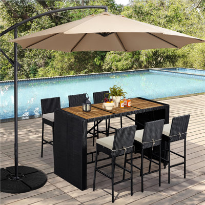 Aybars Wicker Bar Set with Stools