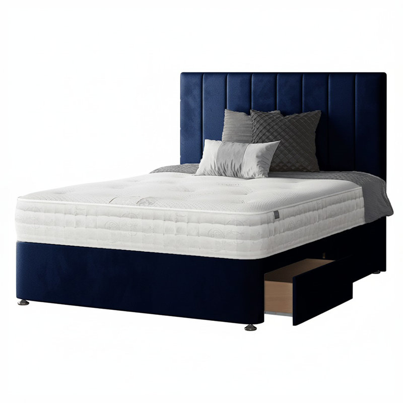 Hedley Divan Bed Base, Double (4'6), Royal Blue, 4 Drawers