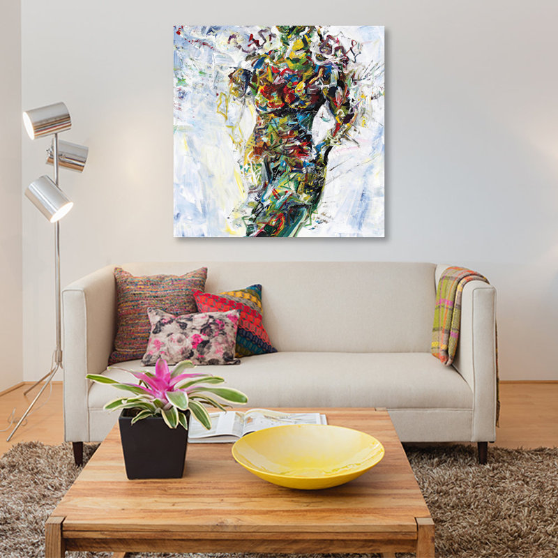 « modelo », reproduction sur toile, H 26 po x l 26 po x P 1,5 po, Pas de tapis, Toile tendue