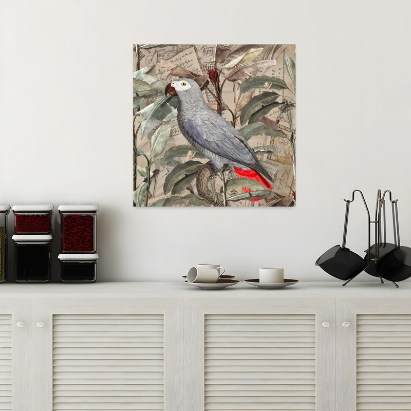 «Tropical Ephemera», art mural rétro, oiseau, H 18 po x l 18 po