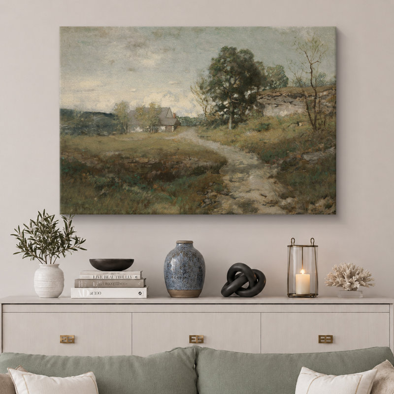 «Rustic Countryside», campagne de campagne, H 32 po x l 48 po, Toile tendue