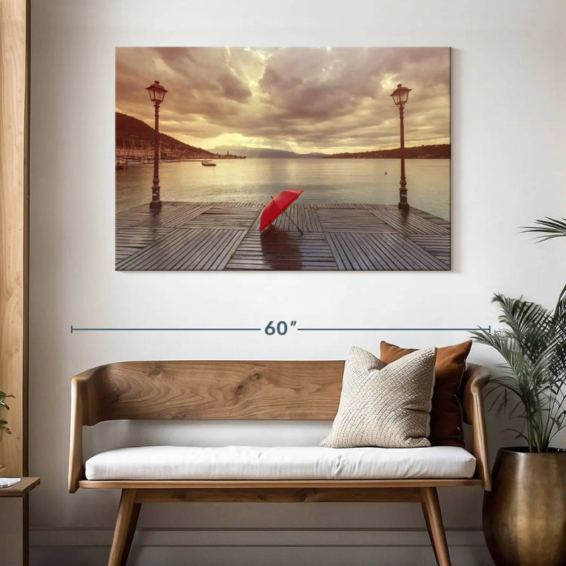 Aletra Lake Garda Red Umbrella, 32" H x 48" W