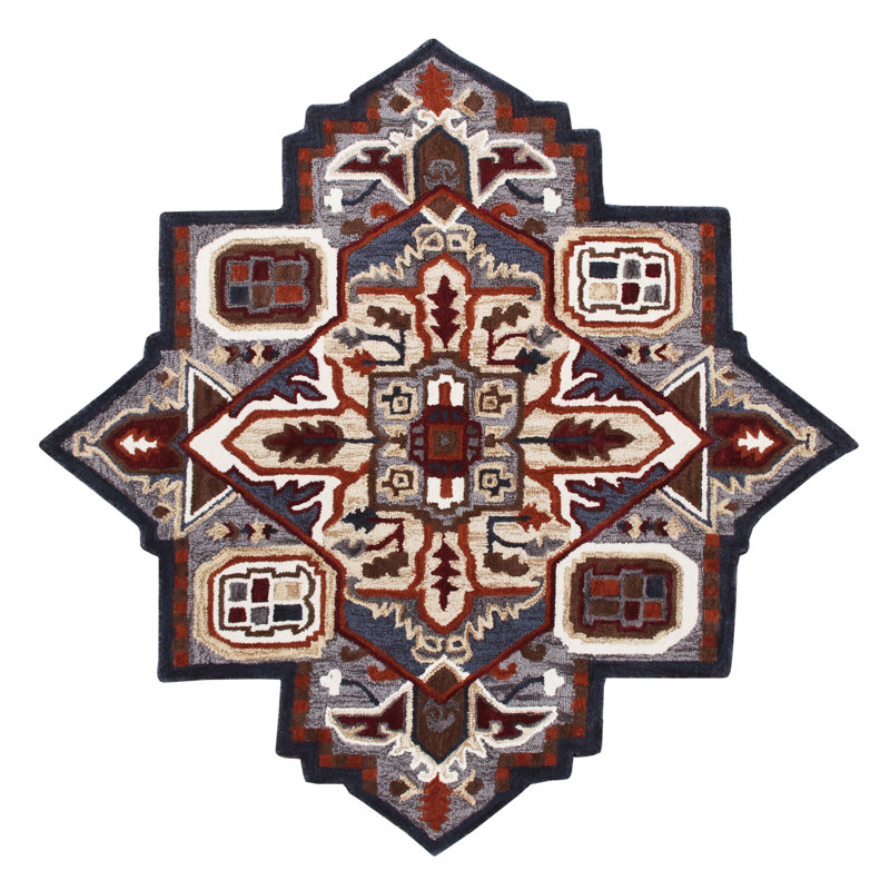Tapis oriental en laine touffeté à la main brun, Nouveauté 7 pi x 7 pi