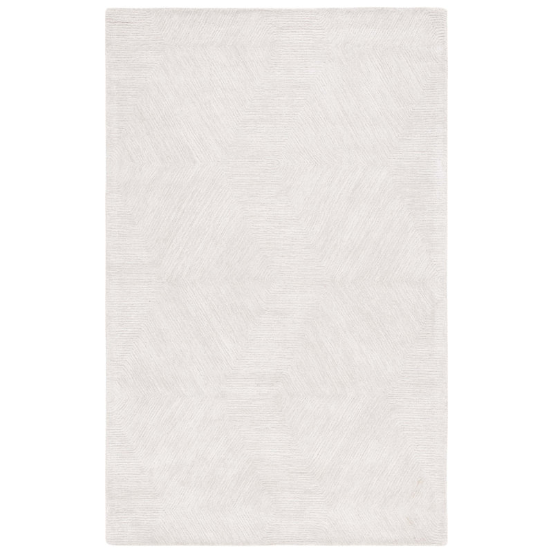 Tapis beige / beige en laine touffeté à la main à motif géométrique Khalees, Rectangle 6 pi x 9 pi