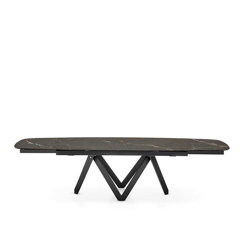 Cartesio Extendable Tables, 29.63"H x 65"L x 39.38"W, Black Statuary Marble, Matt Black
