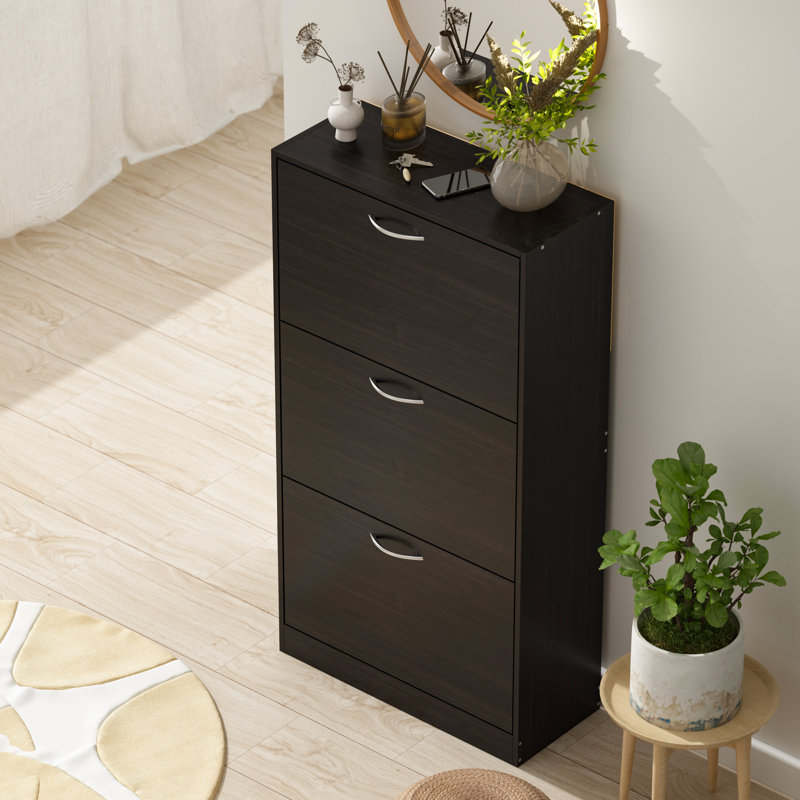 18 Pair Flip Down Shoe Storage, Black