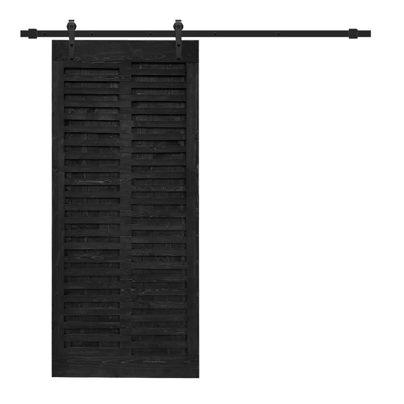 Porte de grange à panneaux japonais, 36 po x 84 po, Noir