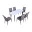 Ensemble de salle à manger 7 pièces avec table en verre trempé blanc et 6 chaises en similicuir gris-1155645577