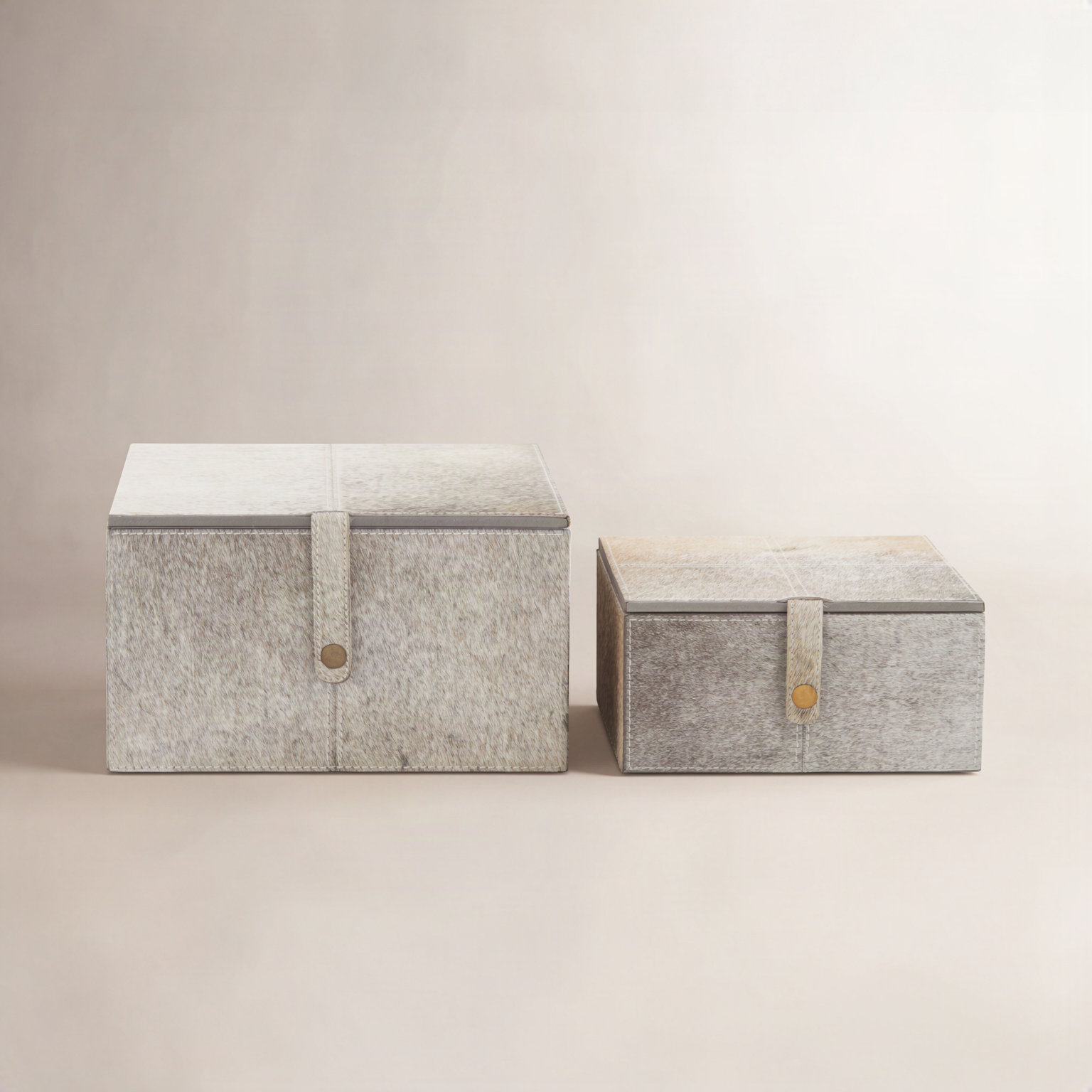 Philbrick Faux Leather Box Set, Gray/Beige