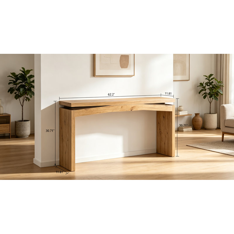 Console en bois, table d'appoint pour canapé, Natural Wood, Natural Wood, Natural Wood