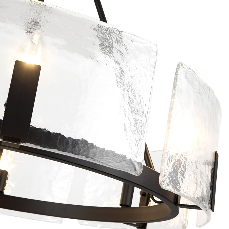 Lustre noir 29 po avec verre d'eau transparent Eira, Black/Clear Water Glass