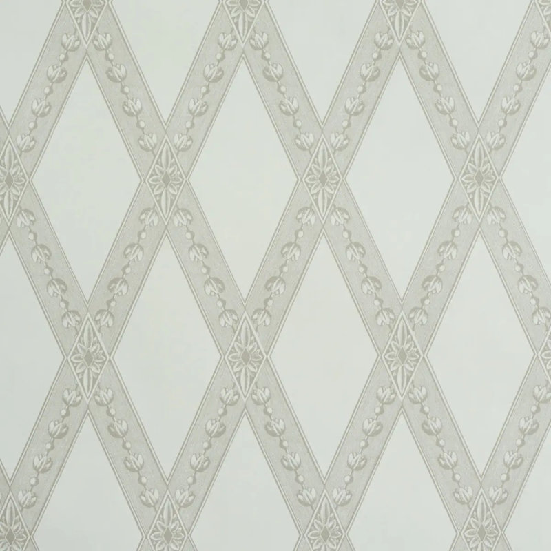 Schumacher x Jill Lasersohn Les Losanges Toile Wallpaper, Stone