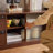 Retro style retractable solid wood TV cabinet
