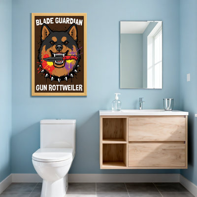Animals Blade Guardian Gun Rottweiler Dog With Knife
