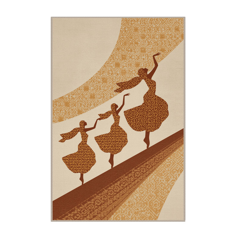Tapis marocain beige d'inspiration mondiale Carnaval Dancers, 2 x 3