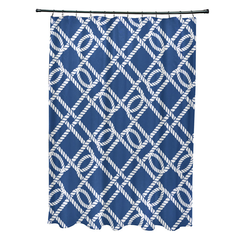 Rideau de douche simple à motif géométrique Ludwig, Bleu