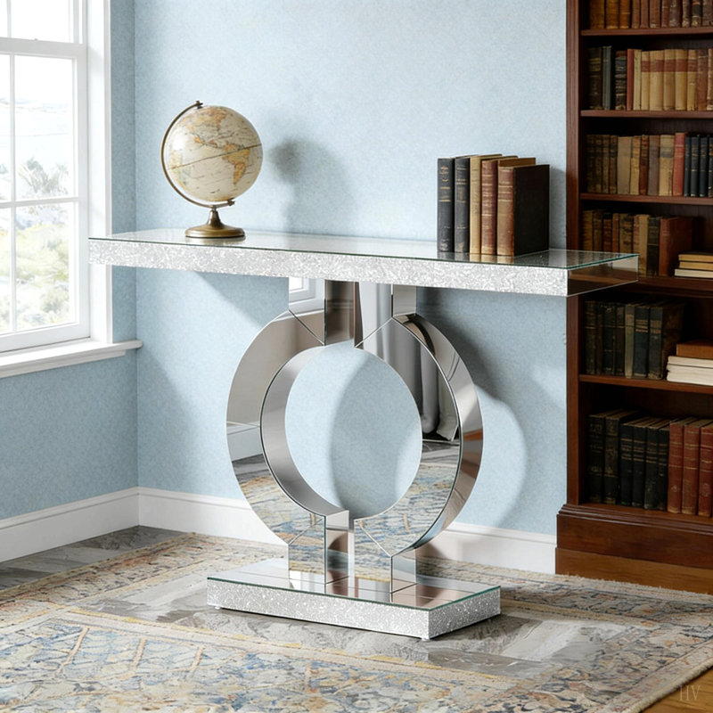 Table de couloir en miroir, table de canapé, console