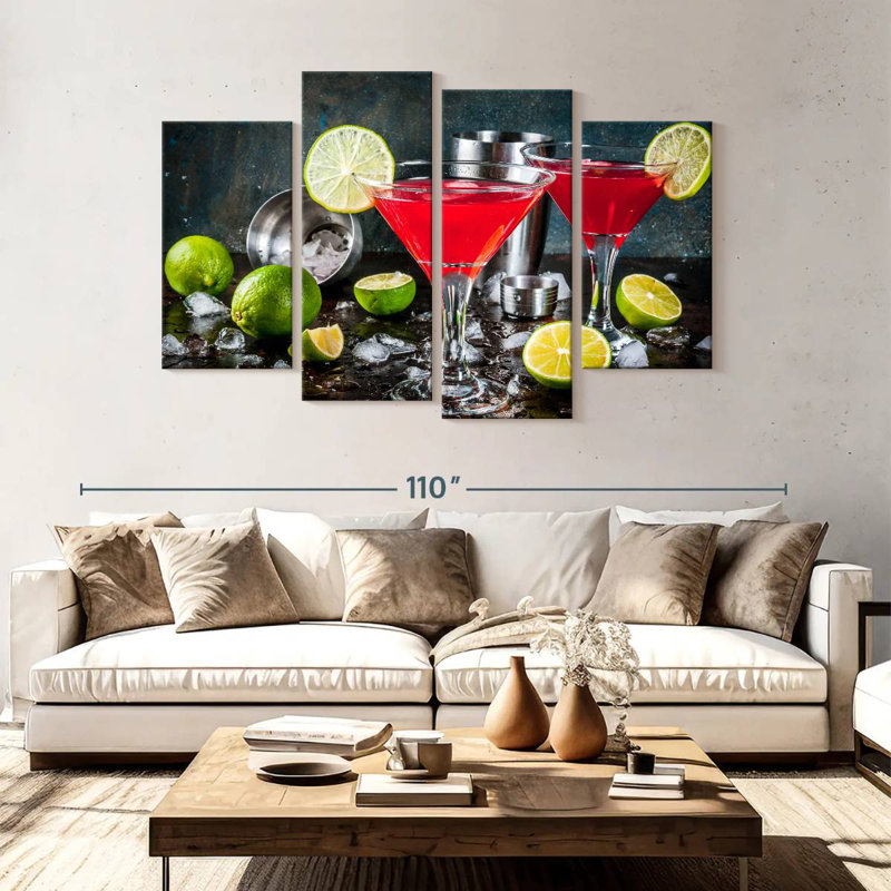 Yarlin Red Martini Cocktails, 54" H x 84" W